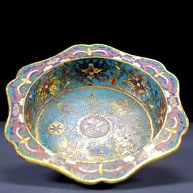 An Exquisite Cloisonne Eight Treasures Pattern Brush Washer