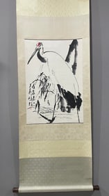 A Chinese Vertical Scroll Ink Painting of Flower and Bird on Paper,Wang Ziwu