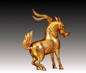 A Fine Gilt Bronze Horse Ornament