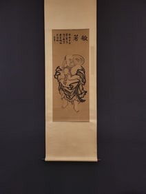 A Chinese Vertical Scroll Ink Painting of Figure on Silk,Jin Nong