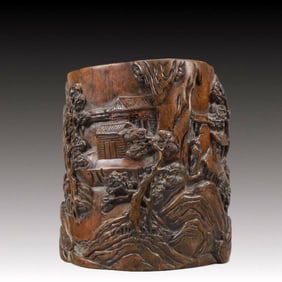 An Exquisite Bamboo Character and Story Pattern Brush Pot