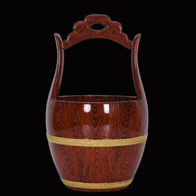 A Rare Enamel Imitation Wood Grain Glazed Bucket