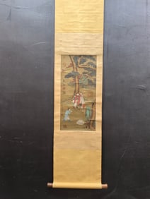 A Chinese Vertical Scroll Ink Painting of Figure on Silk,Gu Hongzhong
