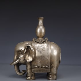 An Exquisite Silver-plated Elephant Censer