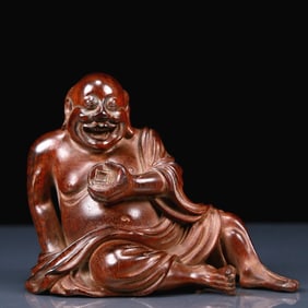 An Exquisite Zitanwood Statue of Arhat