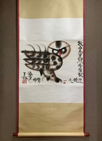 A Chinese Vertical Scroll Ink Painting of Flower and Bird on Paper,Han Meilin