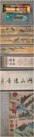 A Chinese Hand Scroll Ink Painting of Landscape on Paper,Chou Ying