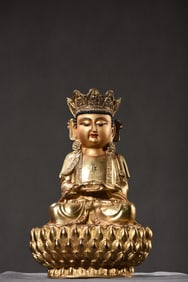 A Solemn Gilt Bronze Statue of Sakyamuni