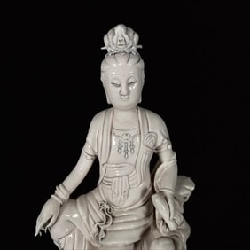A Solemn Dehua white porcelain Statue of Avalokitesvara