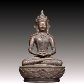 A Solemn Bronze Statue of Amitayus