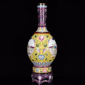 An Exquisite Enamel Figure Pattern Vase