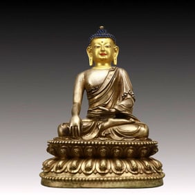 A Solemn Gilt Bronze Statue of Sakyamuni