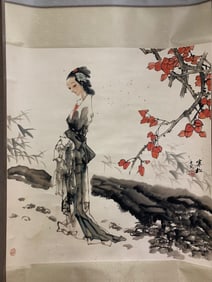 A Chinese Vertical Scroll Ink Painting of Figure on Paper,Ma Hansong