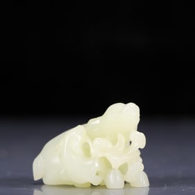 An Exquisite White Jade Buffalos Ornament