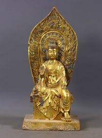 An Exquisite Gilt Bronze Statue of Avalokitesvara
