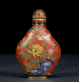 An Exquisite Cloisonne Flower and Bird Pattern Snuff Bottle