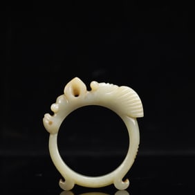An Archaic Hongshan Culture White Jade Cicada Pattern Bracelets