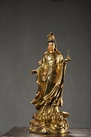A Huge Gilt Bronze Statue of Avalokitesvara