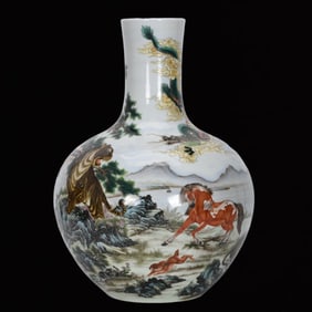 A Huge Enamel The twelve Chinese zodiac signs Pattern Vase