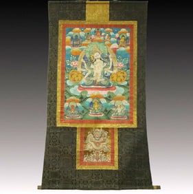 A Rare Brocade Painted Color Statue of Gautama’s Mother Tangka