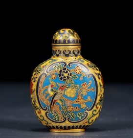 An Exquisite Cloisonne Flower and Bird Pattern Snuff Bottle