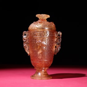 An Exquisite Crystal Dragon and Phoenix Pattern Cup