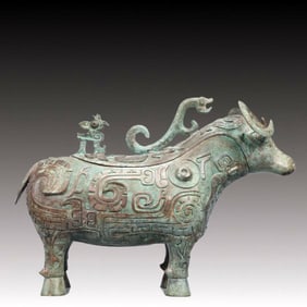 A Precious Bronze Auspicious Beast Ornament,With Inscription