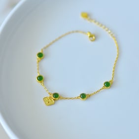 An Exquisite Sterling Silver Inlaid Jasper Bracelet