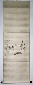 A Rare Chinese Vertical Scroll Ink Painting of Figures