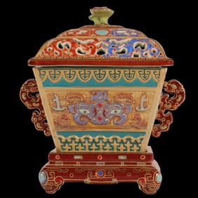 A Rare Enamel carving Outline in gold Censer