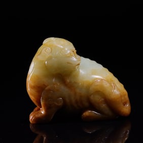 A Rare Hetian Jade Auspicious Beast Ornament