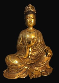 A Rare Gilt Bronze Statue of Avalokitesvara
