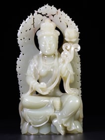 A Exquisite Hetian Jade Guanyin Ornament