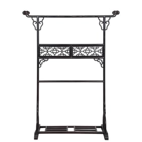 A Rare Red sandalwood cloisonné-style ganoderma coat rack