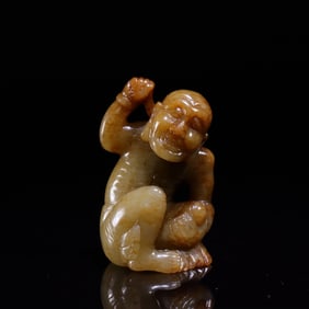 A Rare Hetian Jade Statue of Arhat Ornament