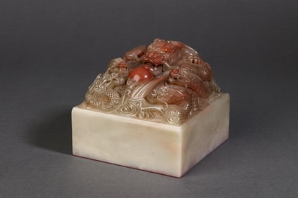 A Rare Shoushan Stone Dragon Pattern Seal