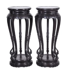 A pair of Rare red sandalwood five-legged incense stands