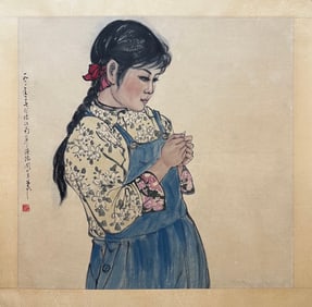A Chinese ink wash paper scroll figure hand scroll
