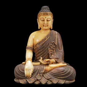 A Rare White Marble Sakyamuni Buddha