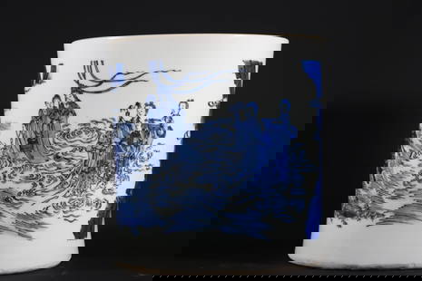 A Rare blue and white Character and Story Pattern Brush Pot: A Rare blue and white Character and Story Pattern Brush Pot,Ming Dynasty, China,Size:8.2inx8.1in &#38738;&#33457;&#20154;&#29289;&#25925;&#20107;&#32441;&#31508;&#31570;,&#20013;&#22269;&#26126;&#2019
