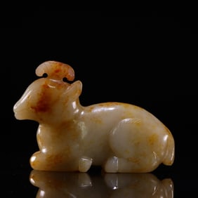 A Rare Hetian Jade Seed Deer Ornament