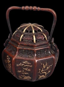 A Rare Red Copper-body Gilt Figure-story-pattern Incense Burner