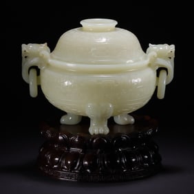 A Rare Hetian Jade Beast-Face Pattern Censer
