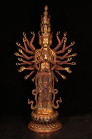 A Rare Gilt Inlaid Gems Buddha