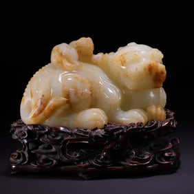 A Rare Hetian Jade Auspicious Beast Ornament