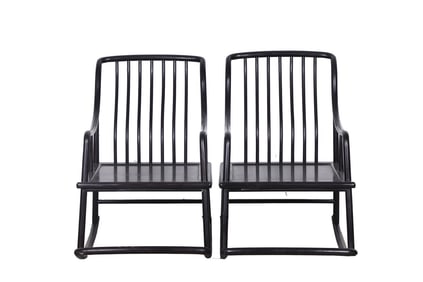 A pair of Rare red sandalwood plain rocking chairs