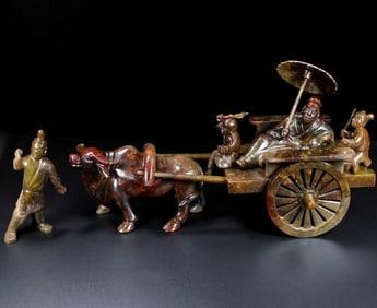 A Rare Ancient jade ox cart