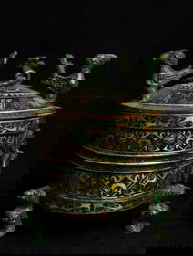 An Archaic Bronze gold-silver three phoenix granary