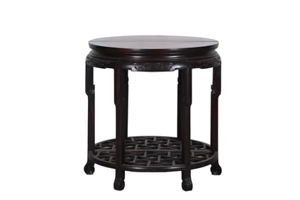 A Rare Red rosewood half-split round flower stand