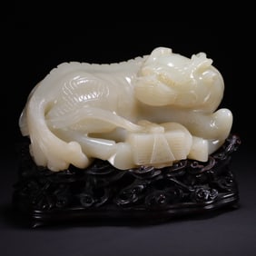 A Rare Hetian Jade Kylin Ornament